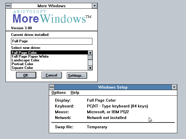 Aristosoft More Windows v3.00 - Settings